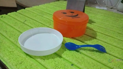 Smily Plastic lunch box, Small Box With 2in1 Spoon pack of 1 - infinityexculsivestore.com