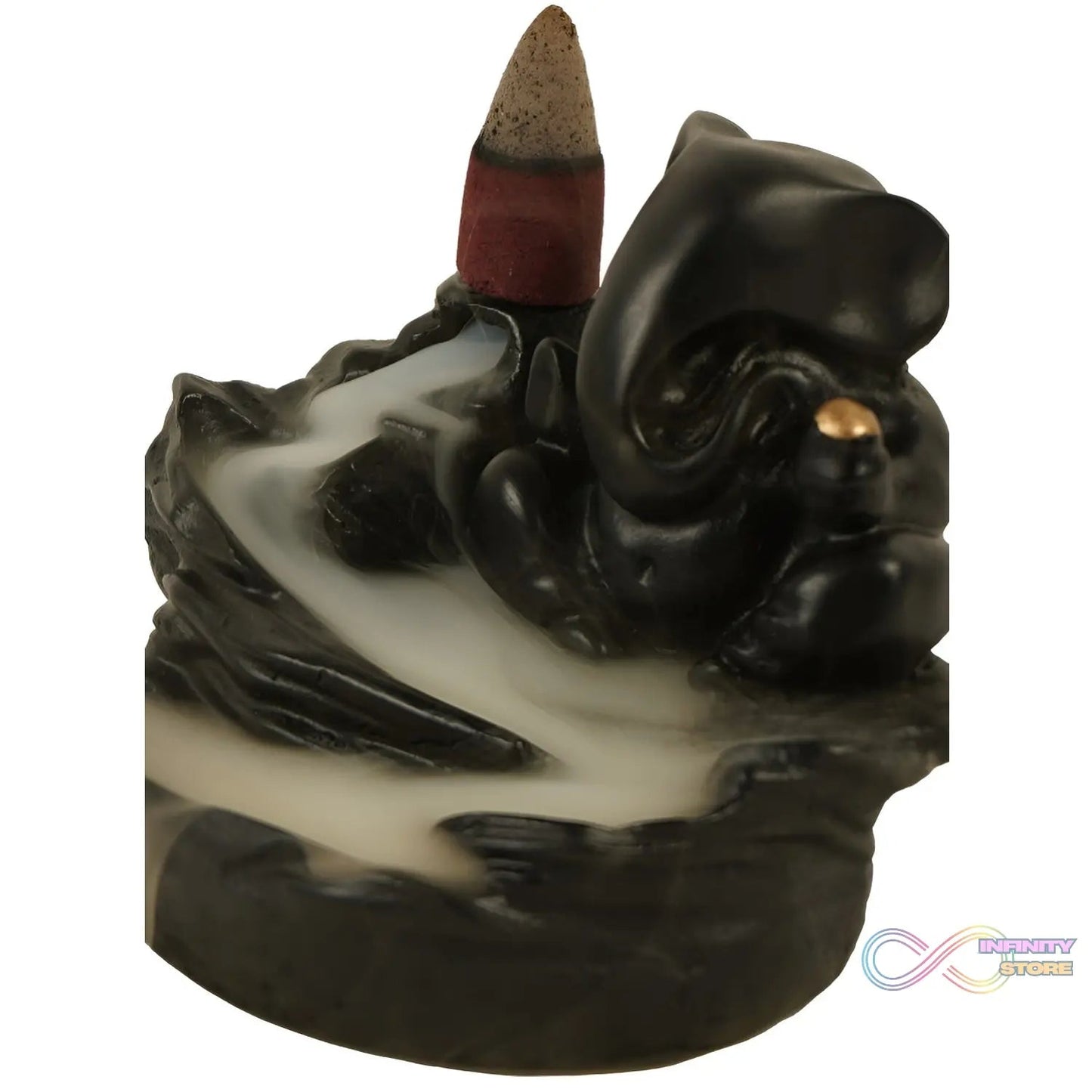 Smoke Fountain Ganesha Idol Decoration Items with 8 Pc Backflow Incense Cones Sticks (1 pc) - infinityexculsivestore.com