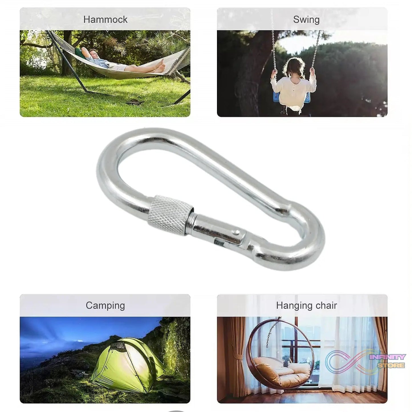 Snap Hook With Screw - Stainless Steel Snap Hook Clip Heavy Duty, Carabiner Clip (10×100 MM / 1 Pc) - infinityexculsivestore.com