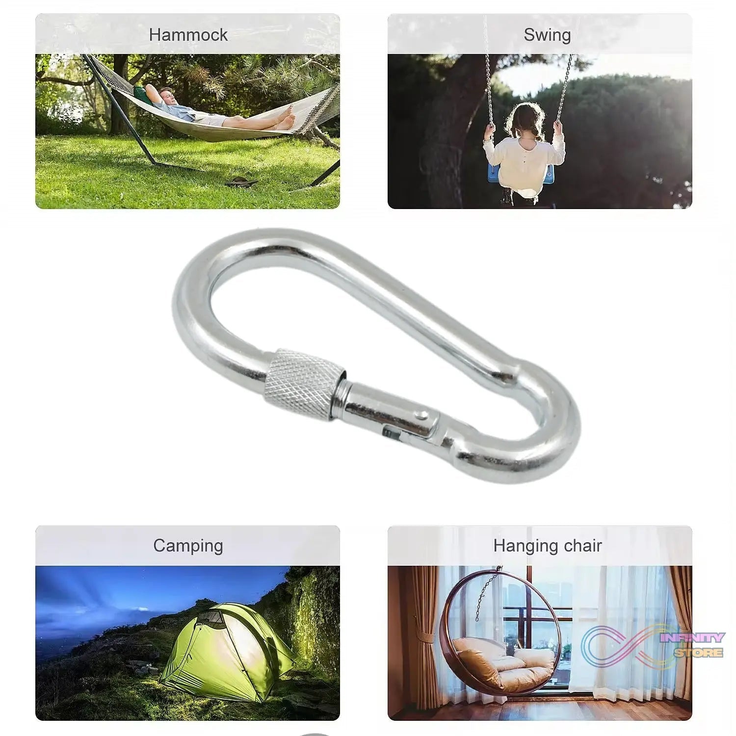 Snap Hook With Screw - Stainless Steel Snap Hook Clip Heavy Duty, Carabiner Clip (10×100 MM / 1 Pc) - infinityexculsivestore.com