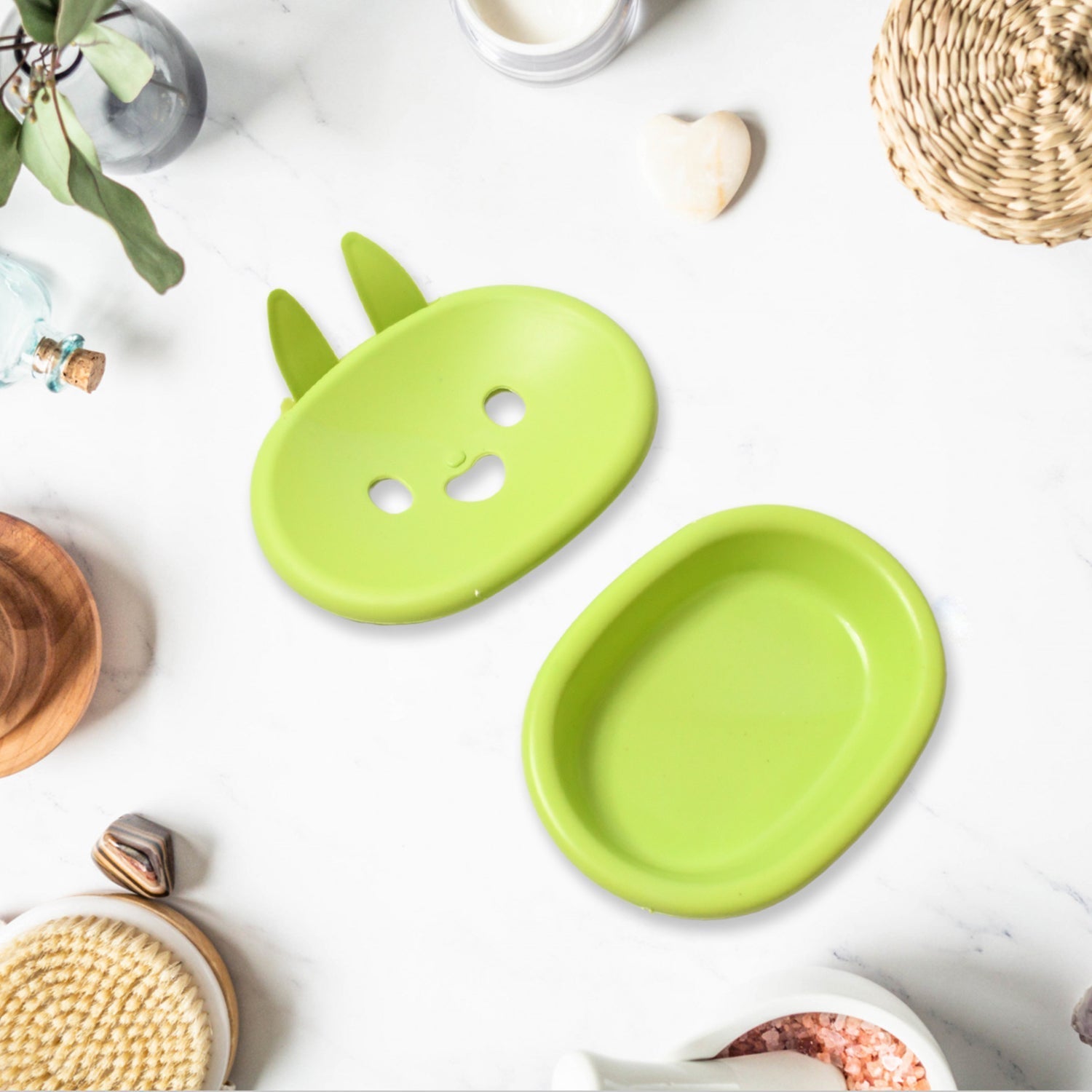 Soap Box Drain soap Box Cute Rabbit Shape Double soap Bowl Box Plastic Rack Storage Rack Bathroom Toilet Storage Box - infinityexculsivestore.com