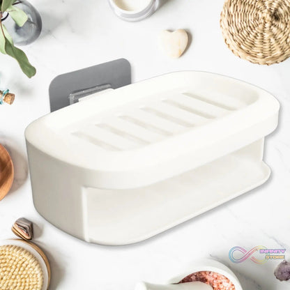 Soap Box With Sponge Dual - use Soap Holder (2 Pc Set / With Adhesive Hook) - infinityexculsivestore.com