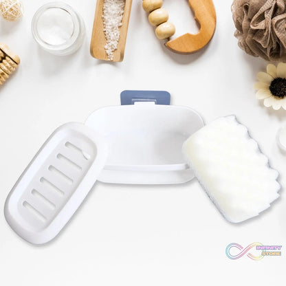 Soap Box With Sponge Dual - use Soap Holder (2 Pc Set / With Adhesive Hook) - infinityexculsivestore.com