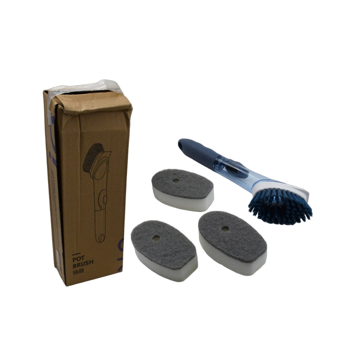 Mix Color Dish Scrubber with Soap Dispenser, Soap Dispensing Dish Brush Set, Dishwashing Brushes Kitchen Scrub Dish Wand for Dishes Sink Pot Pan Cleaning and Washing,1 Handle,3Refill Replacement Head - infinityexculsivestore.com