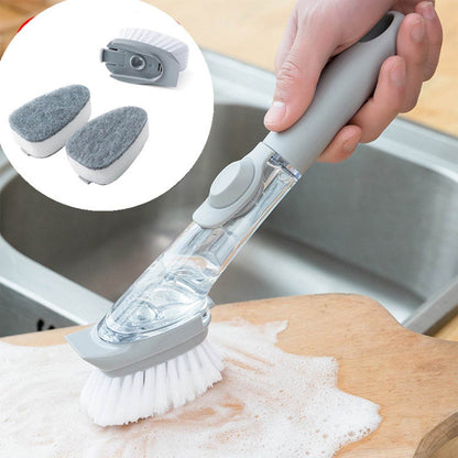 Dish Scrubber with Soap Dispenser, Soap Dispensing Dish Brush Set, Dishwashing Brushes Kitchen Scrub Dish Wand for Dishes Sink Pot Pan Cleaning and Washing,1 Handle,3Refill Replacement Head - infinityexculsivestore.com