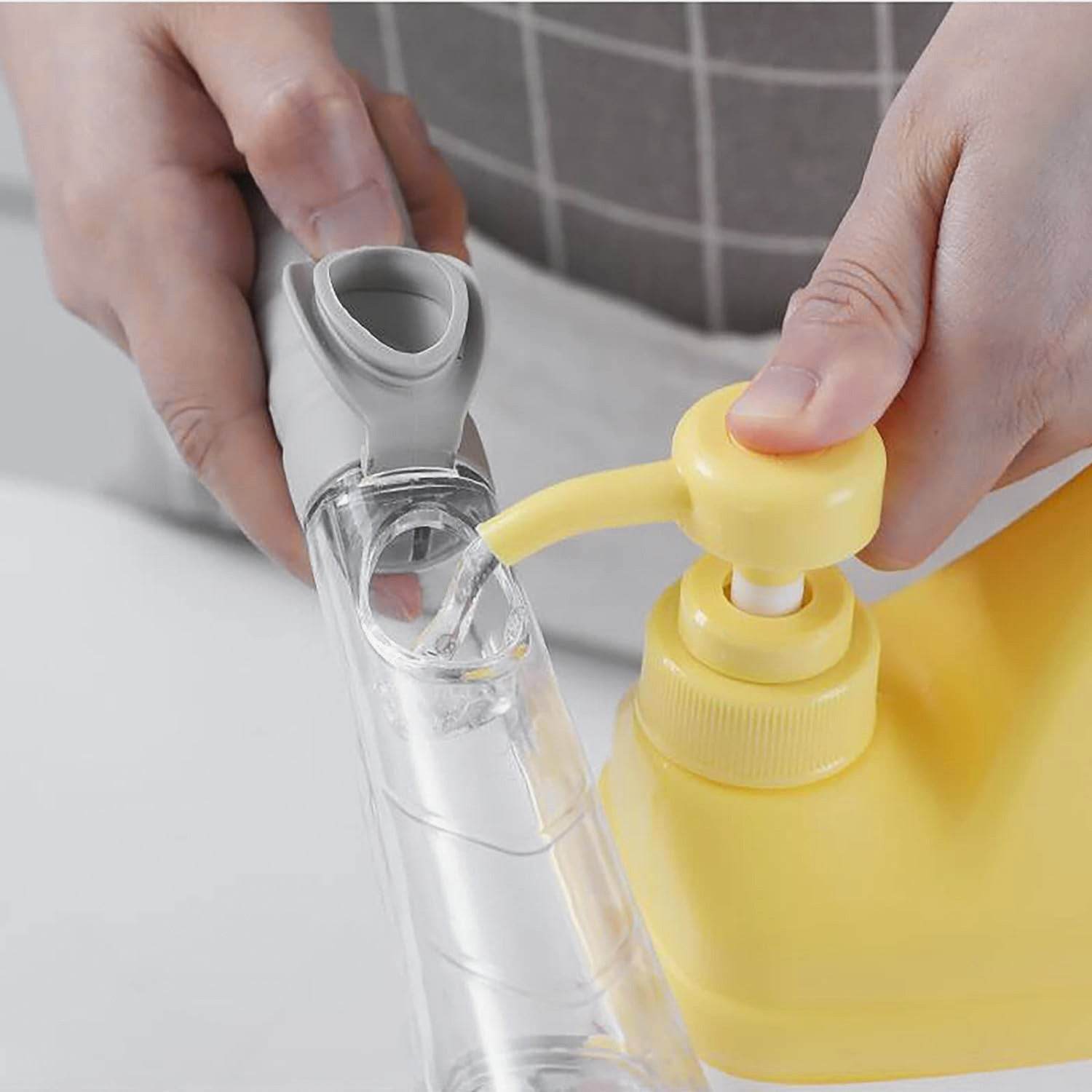 Dish Scrubber with Soap Dispenser, Soap Dispensing Dish Brush Set, Dishwashing Brushes Kitchen Scrub Dish Wand for Dishes Sink Pot Pan Cleaning and Washing,1 Handle,3Refill Replacement Head - infinityexculsivestore.com