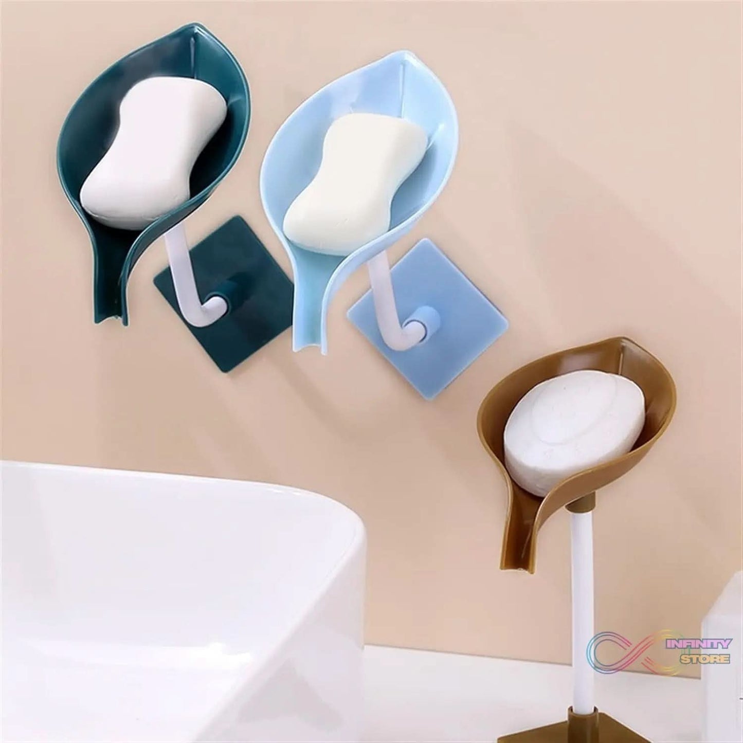 Soap Holder Leaf - Shape Self Draining Soap Dish Holder, With Suction Cup Soap Dish Suitable for Shower, Bathroom, Kitchen Sink - infinityexculsivestore.com