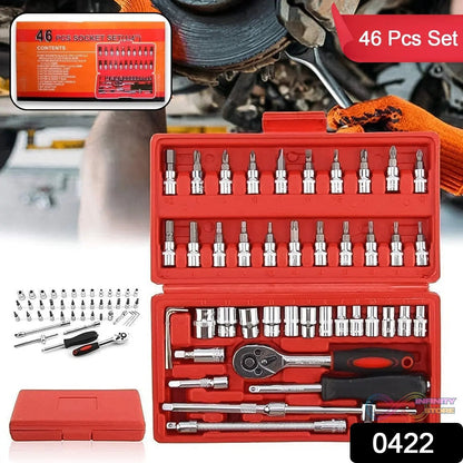 Socket 1 / 4 Inch Combination Repair Tool Kit (Red, 46 pcs) - infinityexculsivestore.com
