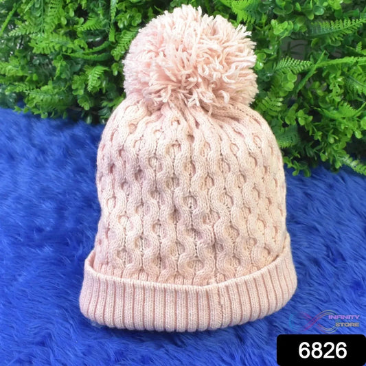 Soft Winter Cap, Woolen Inside Fur Beanie Cap (1 Pc / Mix Design & Color) - infinityexculsivestore.com