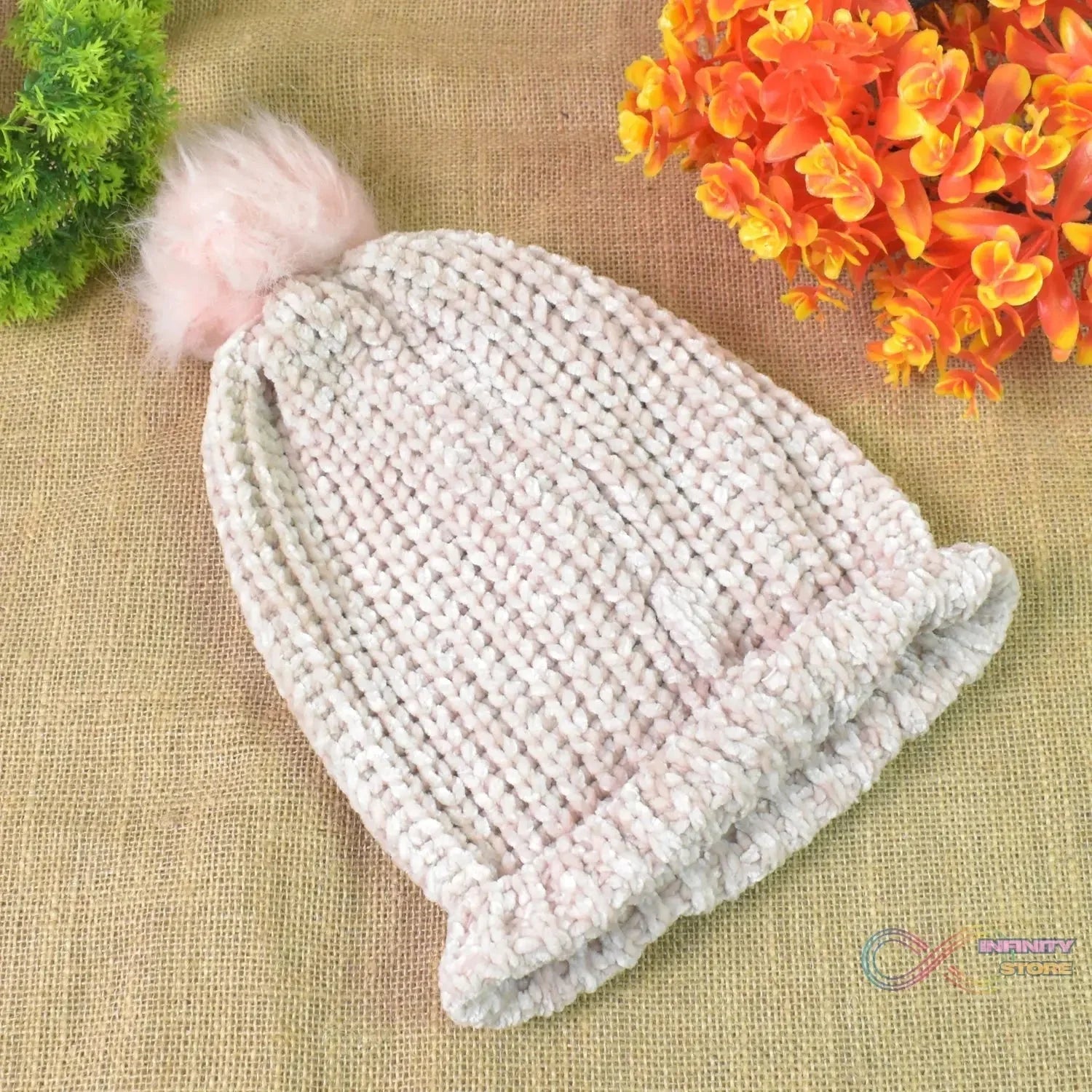 Soft Winter Cap, Woolen Inside Fur Beanie Cap (1 Pc / Mix Design & Color) - infinityexculsivestore.com