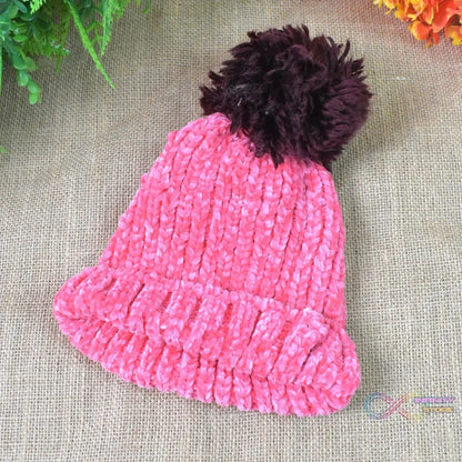 Soft Winter Cap, Woolen Inside Fur Beanie Cap (1 Pc / Mix Design & Color) - infinityexculsivestore.com