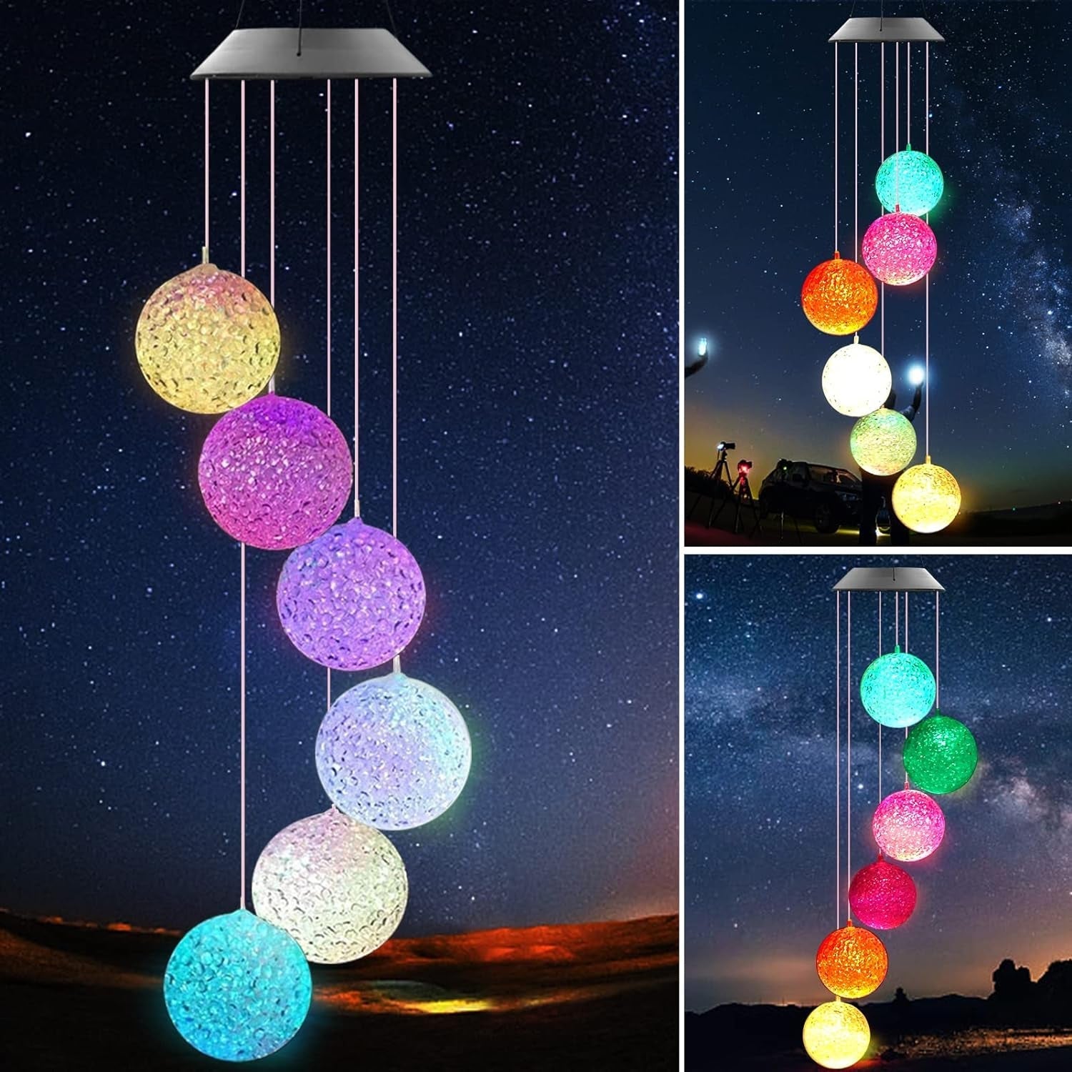 Solar Crystal Ball , Color Changing Solar Powered LED Hanging Light Mobile for Patio Yard Garden Home Outdoor Night Decor, Gifts - infinityexculsivestore.com