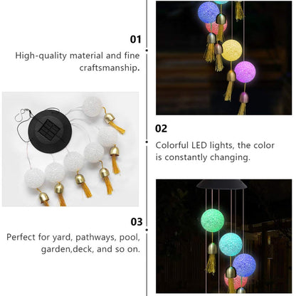 Solar Crystal Ball Wind Chime, Color Changing Solar Powered LED Hanging Wind Chime Light Mobile for Patio Yard Garden Home Outdoor Night Decor, Gifts - infinityexculsivestore.com