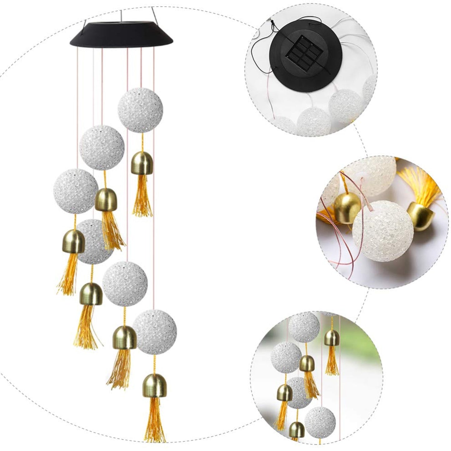 Solar Crystal Ball Wind Chime, Color Changing Solar Powered LED Hanging Wind Chime Light Mobile for Patio Yard Garden Home Outdoor Night Decor, Gifts - infinityexculsivestore.com