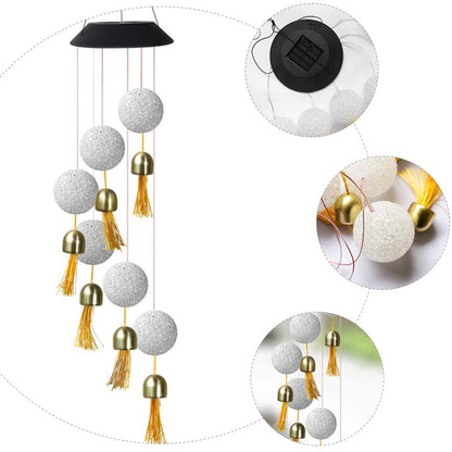 Solar Crystal Ball Wind Chime, Color Changing Solar Powered LED Hanging Wind Chime Light Mobile for Patio Yard Garden Home Outdoor Night Decor, Gifts - infinityexculsivestore.com