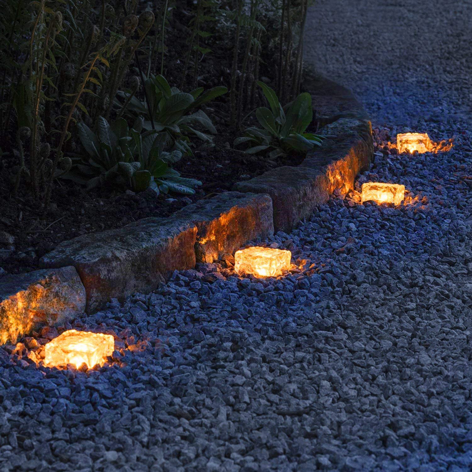 Solar Ice Cube Shaped Garden Light, Ice Cube Shaped Garden Warm Light Outdoor Solar Garden Decorative Lights for Walkway Pathway Backyard Christmas Decoration Parties - infinityexculsivestore.com