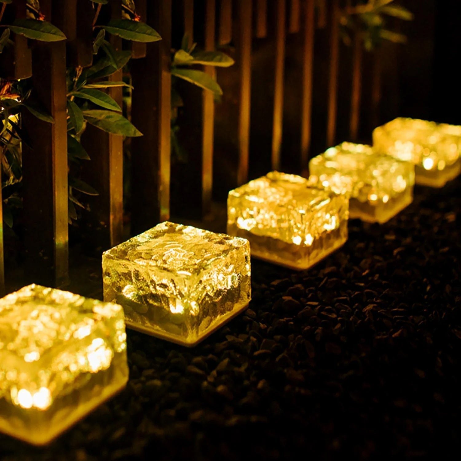 Solar Ice Cube Shaped Garden Light, Ice Cube Shaped Garden Warm Light Outdoor Solar Garden Decorative Lights for Walkway Pathway Backyard Christmas Decoration Parties - infinityexculsivestore.com