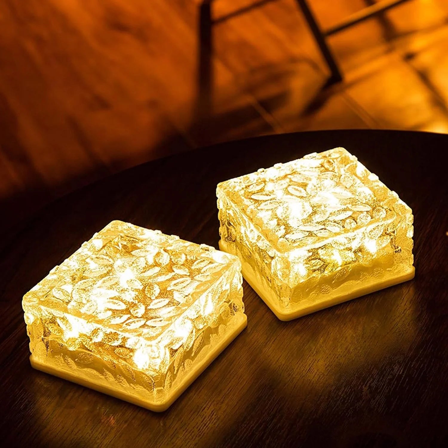 Solar Ice Cube Shaped Garden Light, Ice Cube Shaped Garden Warm Light Outdoor Solar Garden Decorative Lights for Walkway Pathway Backyard Christmas Decoration Parties - infinityexculsivestore.com