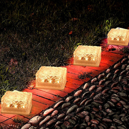 Solar Ice Cube Shaped Garden Light, Ice Cube Shaped Garden Warm Light Outdoor Solar Garden Decorative Lights for Walkway Pathway Backyard Christmas Decoration Parties - infinityexculsivestore.com