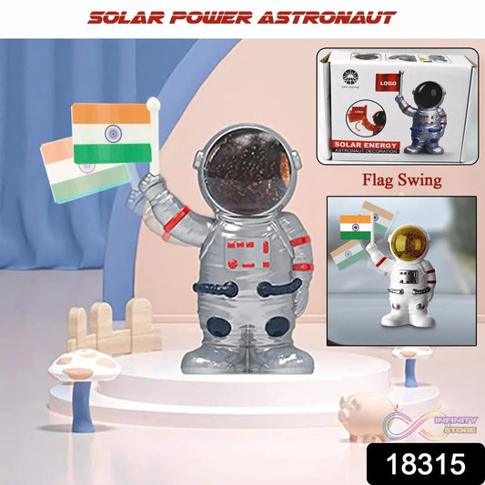 Solar Power Astronaut Ornament Moving Hand with Indian Flag (1 Pc) - infinityexculsivestore.com