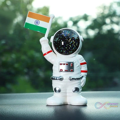 Solar Power Astronaut Ornament Moving Hand with Indian Flag (1 Pc) - infinityexculsivestore.com