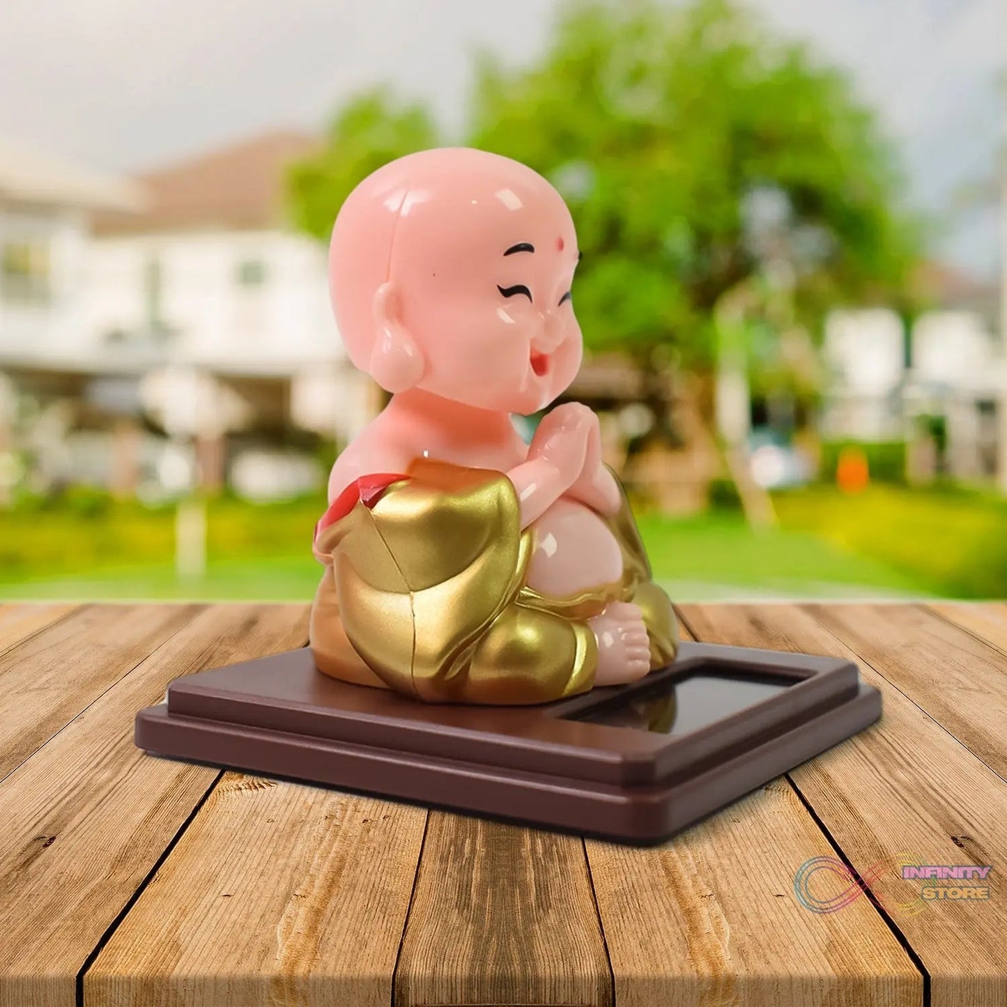Solar Power Moving Head Buddha Statue Car Ornament (1 Pc / Mix Color) - infinityexculsivestore.com