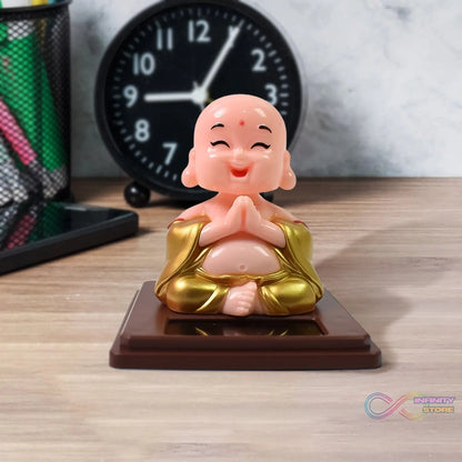 Solar Power Moving Head Buddha Statue Car Ornament (1 Pc / Mix Color) - infinityexculsivestore.com