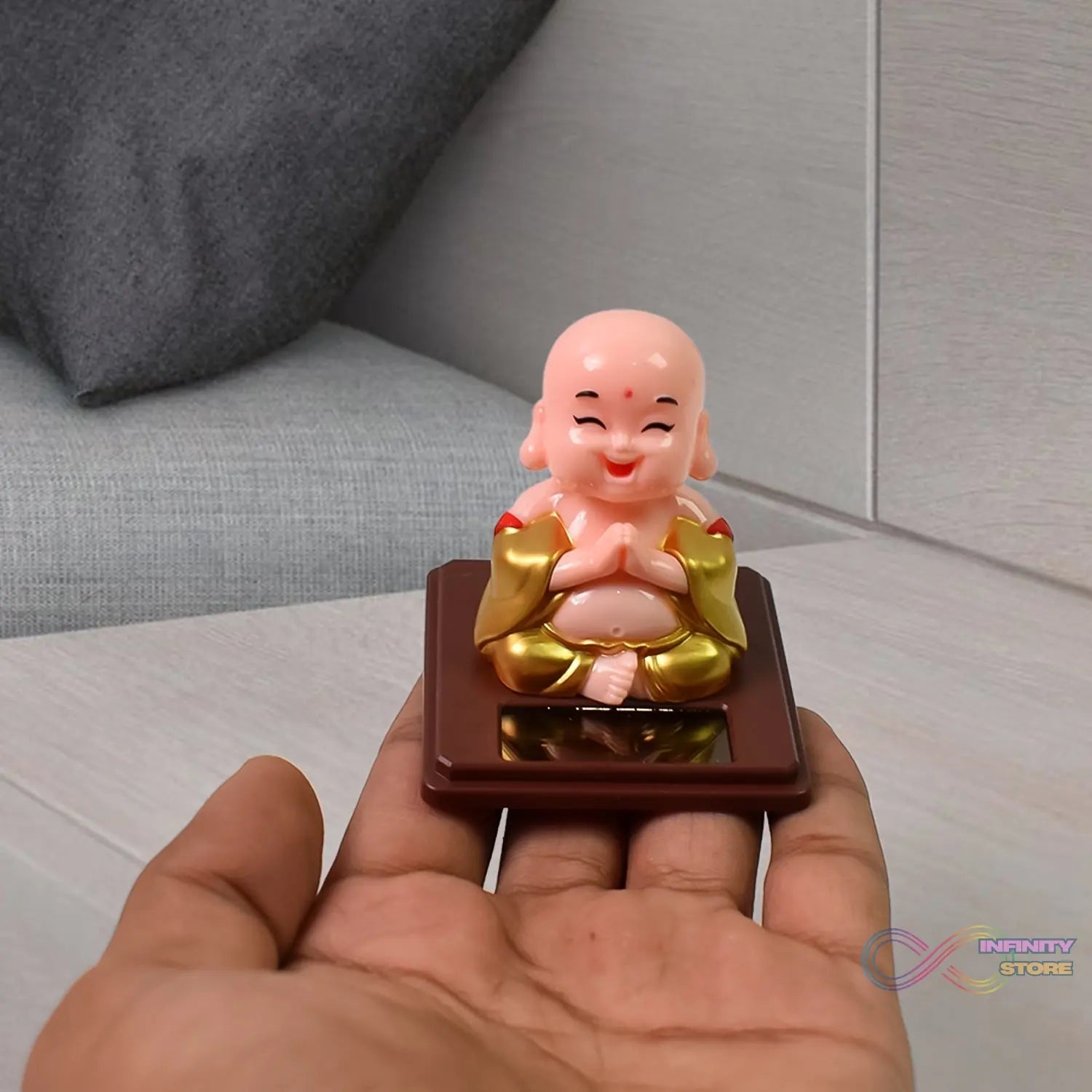 Solar Power Moving Head Buddha Statue Car Ornament (1 Pc / Mix Color) - infinityexculsivestore.com