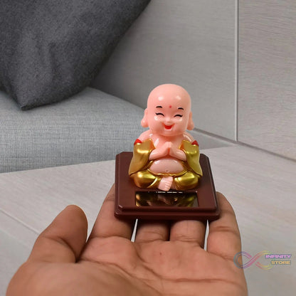 Solar Power Moving Head Buddha Statue Car Ornament (1 Pc / Mix Color) - infinityexculsivestore.com