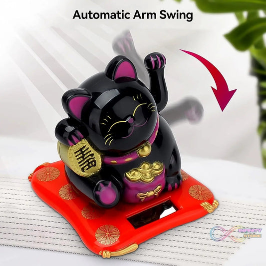 Solar Powered Happy Cat Beautiful with Arm Waves Wealth Cat (1 Pc / Mix Color) - infinityexculsivestore.com