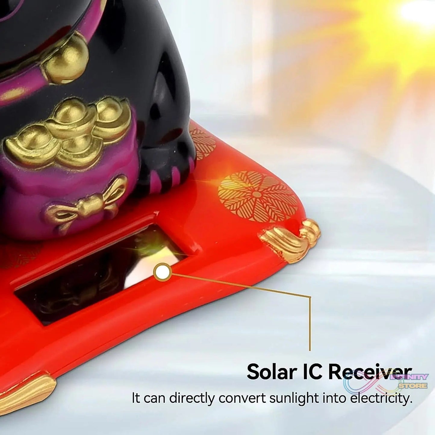 Solar Powered Happy Cat Beautiful with Arm Waves Wealth Cat (1 Pc / Mix Color) - infinityexculsivestore.com