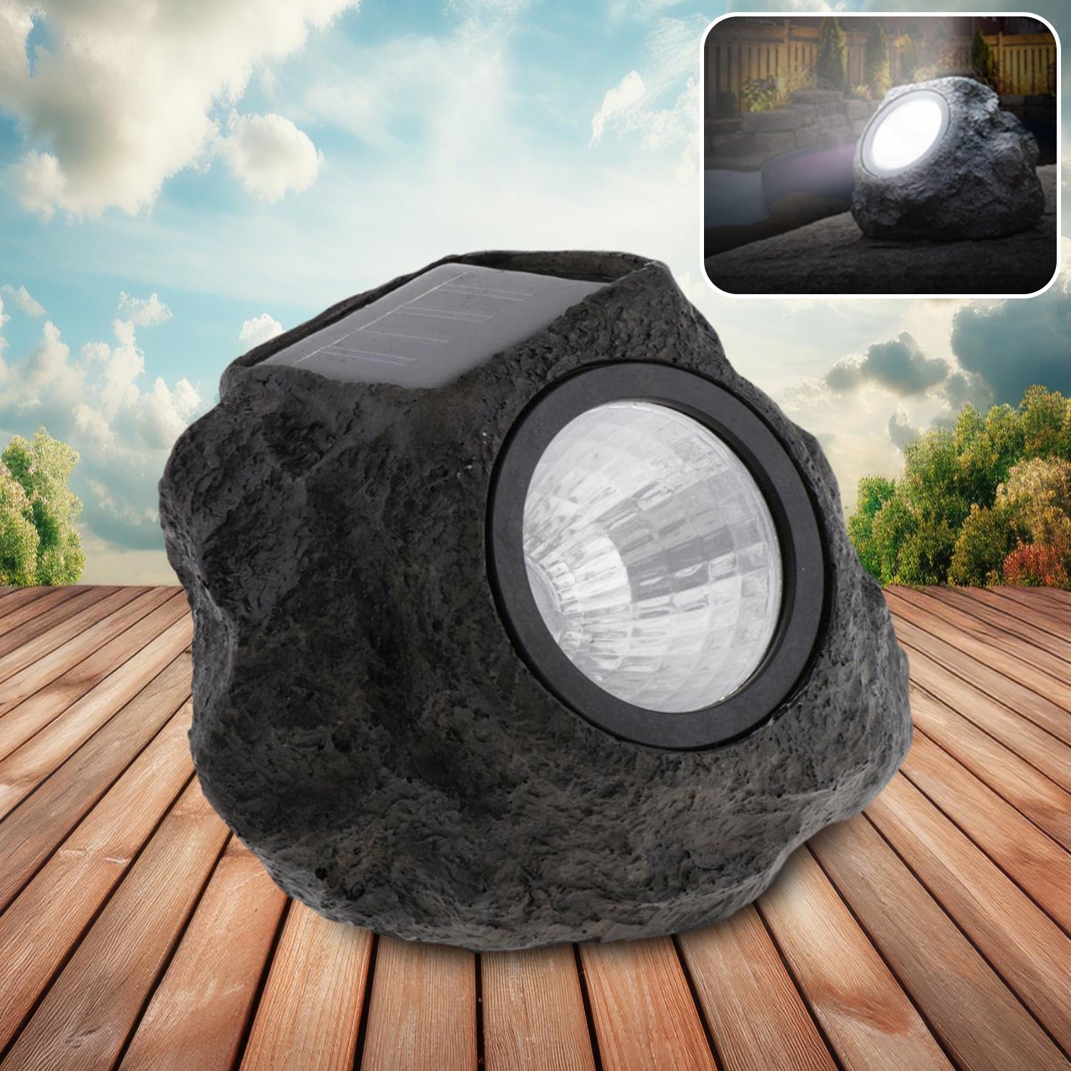 Solar Powered LED Rock Light Solar Powered LED Spotlight Faux Stone for Pathway Landscape Garden Outdoor Patio Yard (1 Pc) - infinityexculsivestore.com