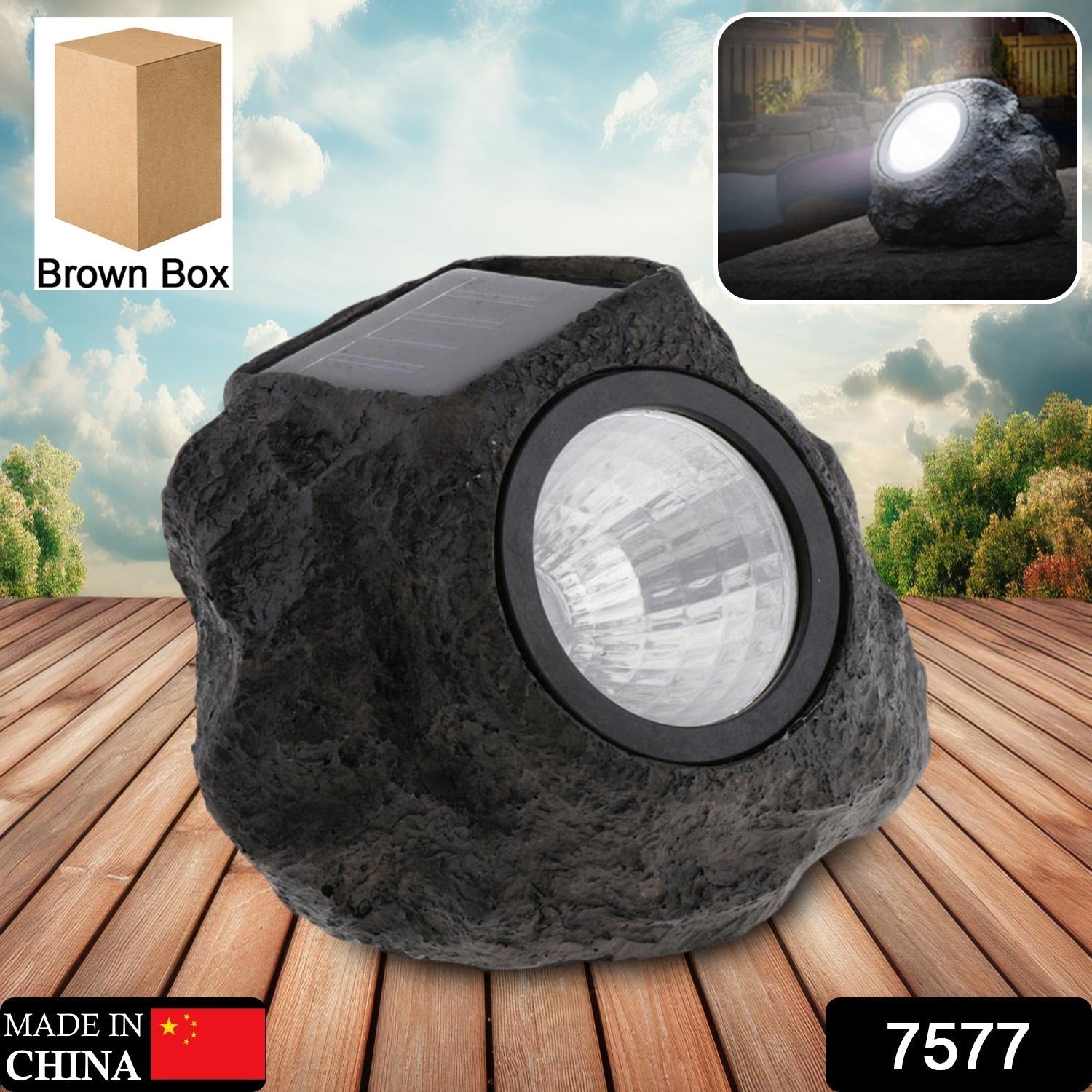 Solar Powered LED Rock Light Solar Powered LED Spotlight Faux Stone for Pathway Landscape Garden Outdoor Patio Yard (1 Pc) - infinityexculsivestore.com