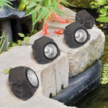 Solar Powered LED Rock Light Solar Powered LED Spotlight Faux Stone for Pathway Landscape Garden Outdoor Patio Yard (1 Pc) - infinityexculsivestore.com