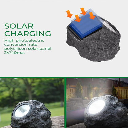 Solar Powered LED Rock Light Solar Powered LED Spotlight Faux Stone for Pathway Landscape Garden Outdoor Patio Yard (1 Pc) - infinityexculsivestore.com