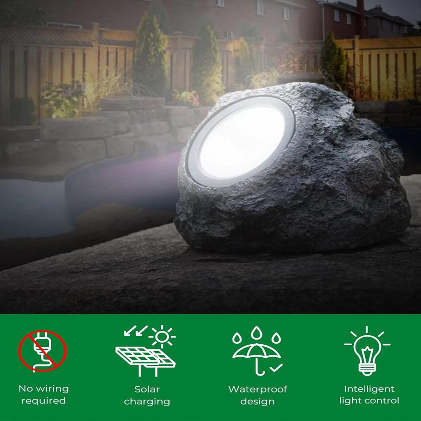 Solar Powered LED Rock Light Solar Powered LED Spotlight Faux Stone for Pathway Landscape Garden Outdoor Patio Yard (1 Pc) - infinityexculsivestore.com