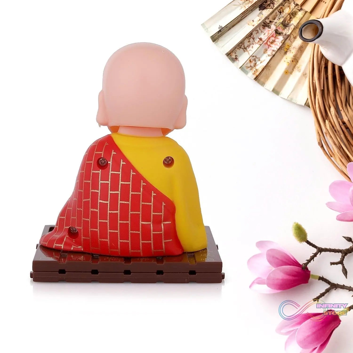 Solar Powered Sitting Buddha Statue, Moving Head and Hand (1 Pc / Medium) - infinityexculsivestore.com