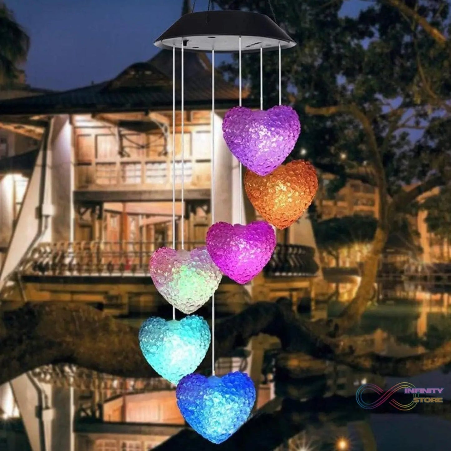Solar Powered Wind Chimes with Lights: Outdoor Garden Decor (6 LED) - infinityexculsivestore.com