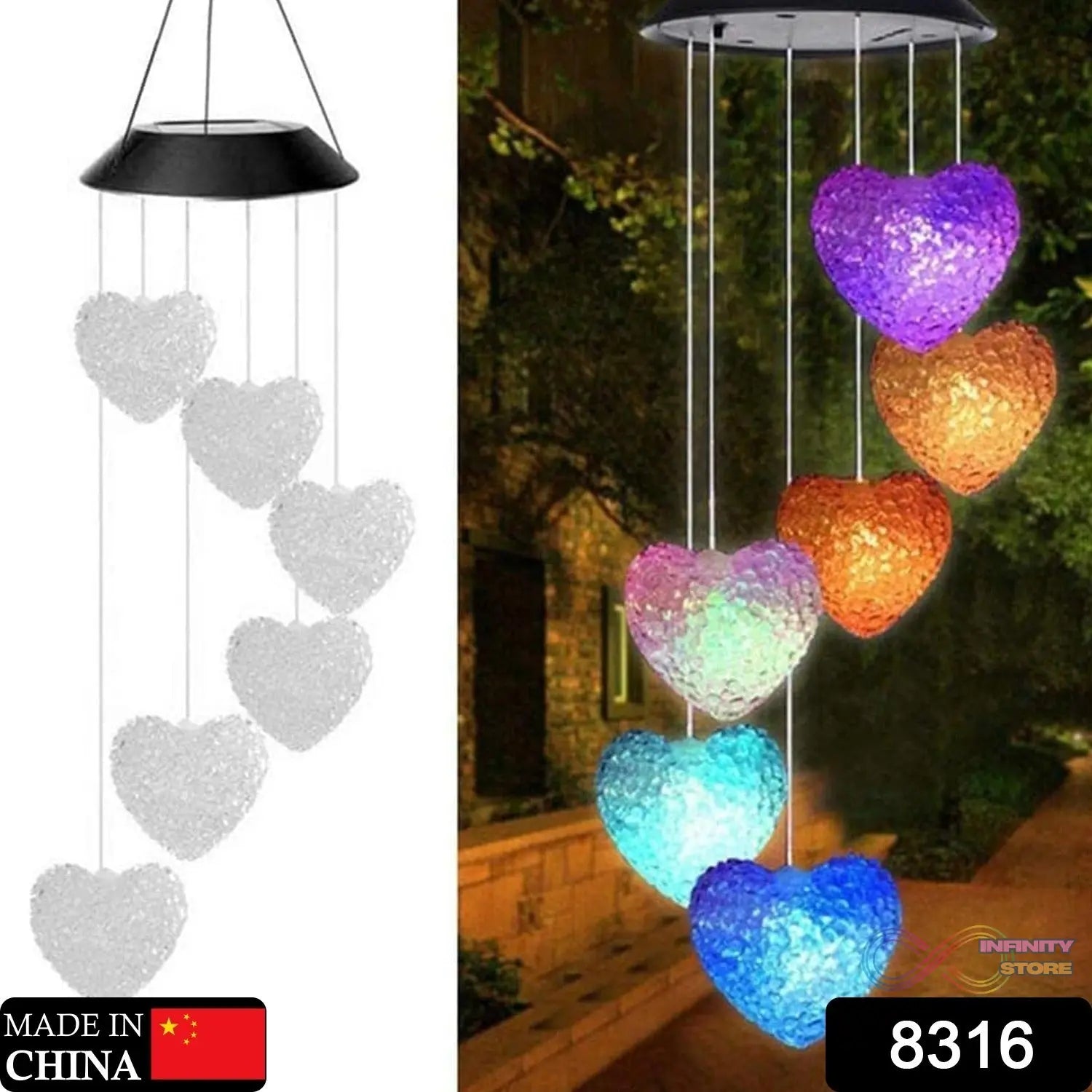 Solar Powered Wind Chimes with Lights: Outdoor Garden Decor (6 LED) - infinityexculsivestore.com