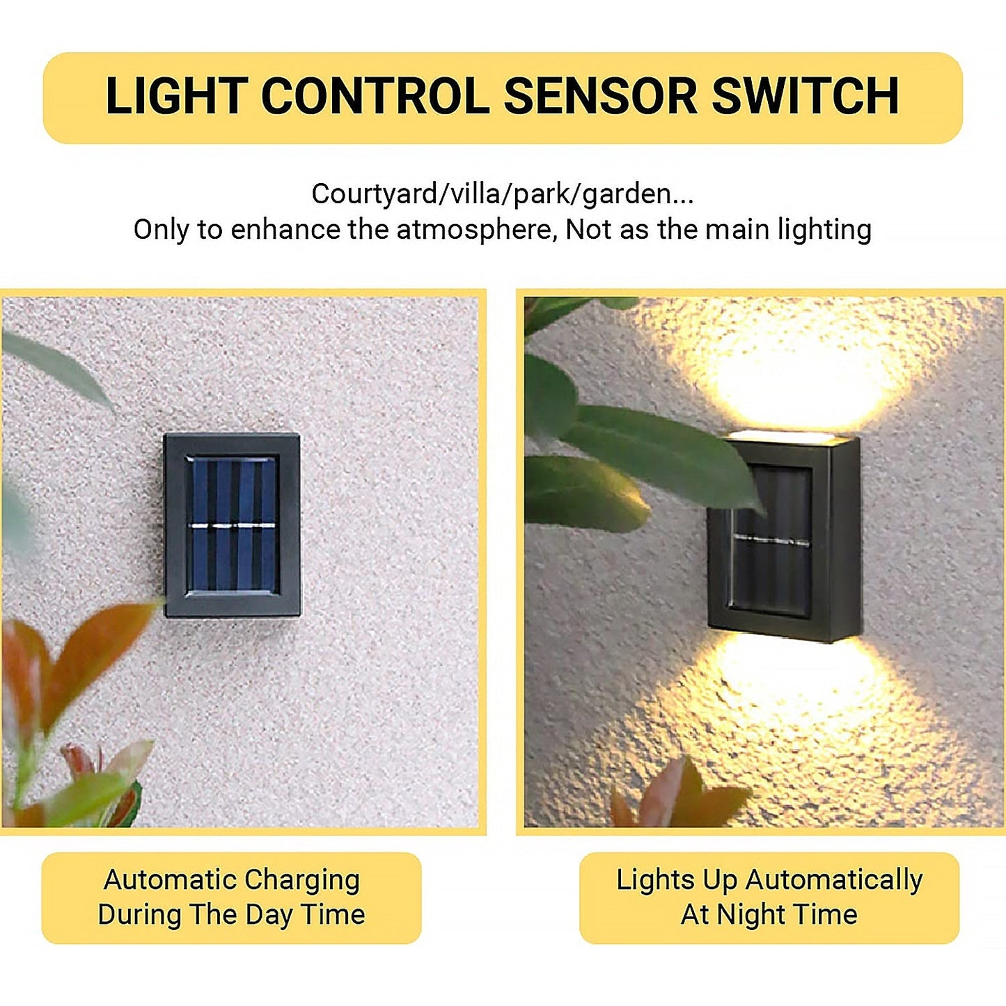 Solar Wall Lights Small Fence Lights Solar Powered Up Down LED Porch Light Garden Lights Outdoor Solar Landscape Lights WaterProof Light (1 Pc) - infinityexculsivestore.com
