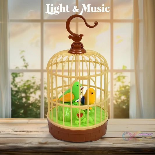 Sound Activated Chirping Bird in Hanging Cage, Beautiful Pinjra Bird Toy (1 Pc / Battery Not Operated) - infinityexculsivestore.com