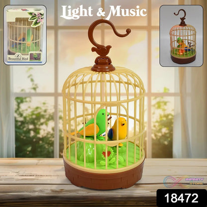 Sound Activated Chirping Bird in Hanging Cage, Beautiful Pinjra Bird Toy (1 Pc / Battery Not Operated) - infinityexculsivestore.com