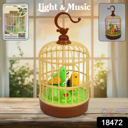 Sound Activated Chirping Bird in Hanging Cage, Beautiful Pinjra Bird Toy (1 Pc / Battery Not Operated) - infinityexculsivestore.com