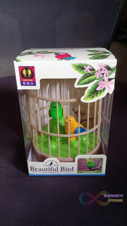 Sound Activated Chirping Bird in Hanging Cage, Beautiful Pinjra Bird Toy (1 Pc / Battery Not Operated) - infinityexculsivestore.com