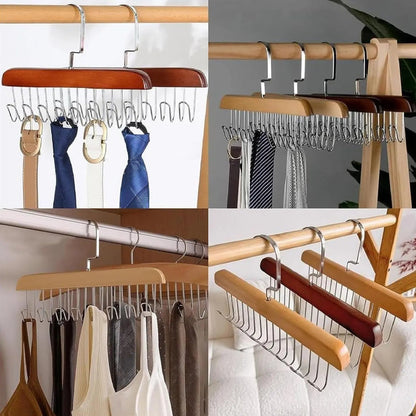 Space Saving 8 Hooks Wooden Hangers (1 Pc) - infinityexculsivestore.com