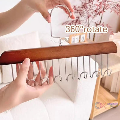 Space Saving 8 Hooks Wooden Hangers (1 Pc) - infinityexculsivestore.com