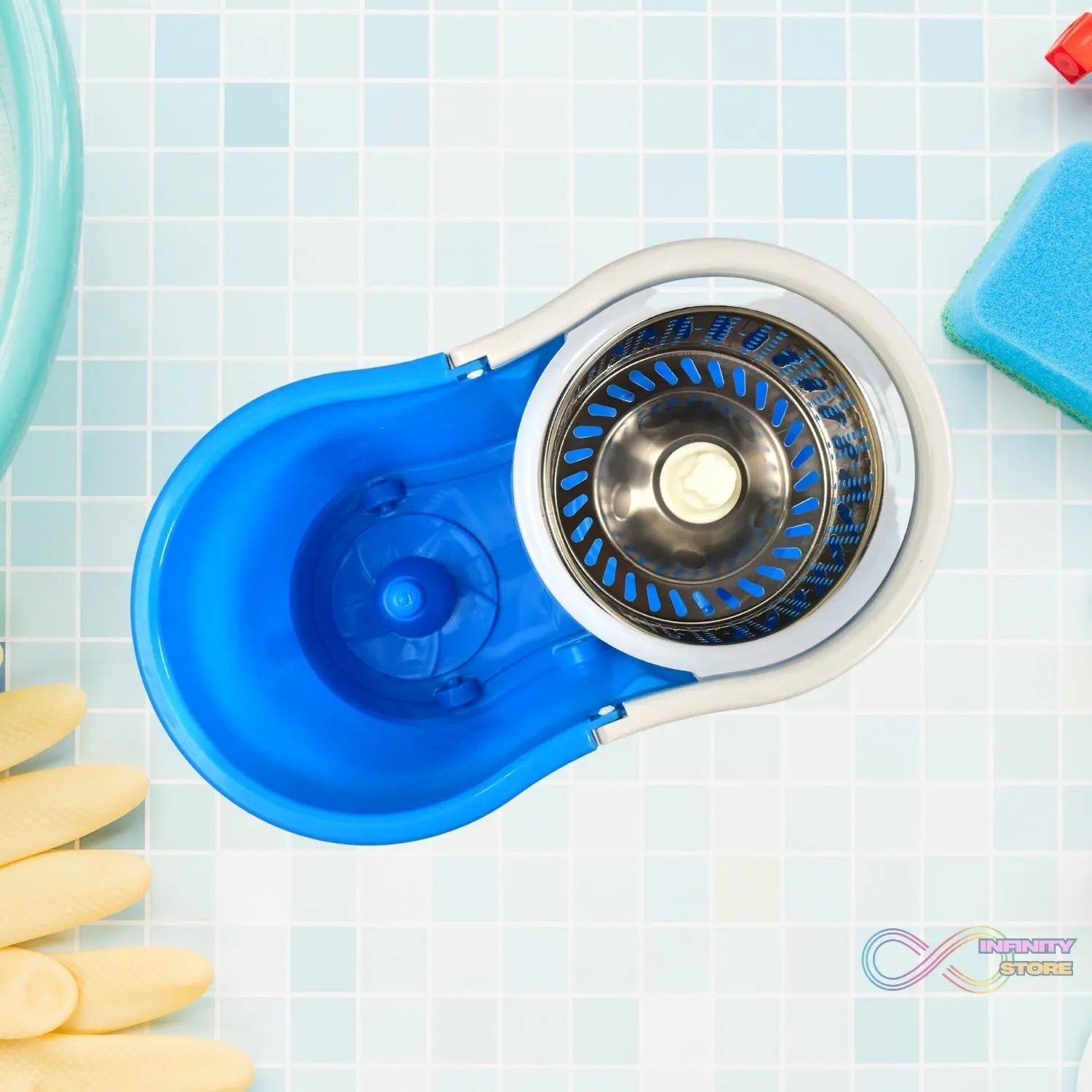 Spin Floor Cleaning Easy Advance Tech Bucket Mop and Rotating Steel Pole Head with 2 Microfiber Refill Heads for Household Floor Cleaning (MOQ : - 25pc) - infinityexculsivestore.com