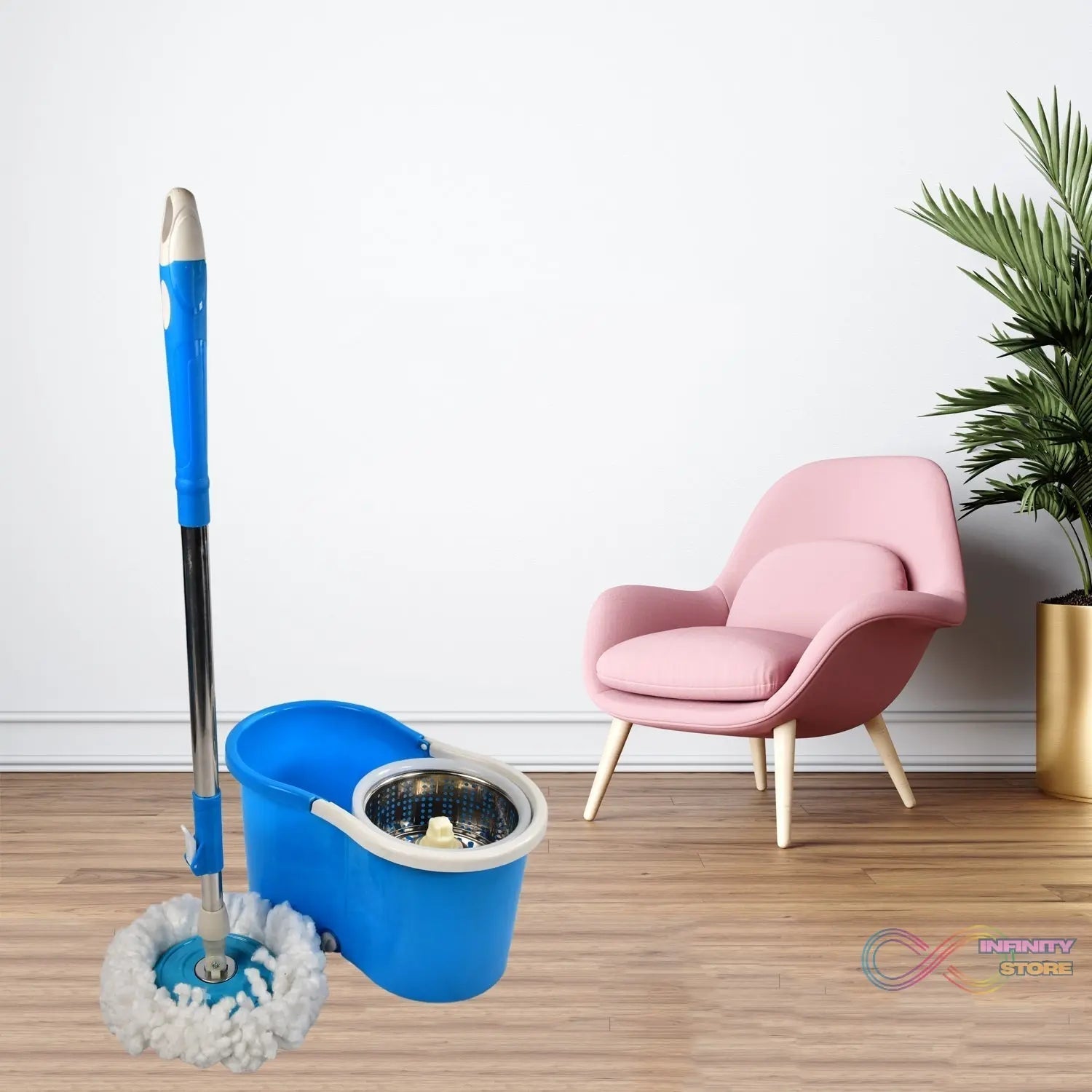 Spin Floor Cleaning Easy Advance Tech Bucket Mop and Rotating Steel Pole Head with 2 Microfiber Refill Heads for Household Floor Cleaning (MOQ : - 25pc) - infinityexculsivestore.com