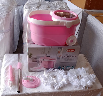 Spin Mop with Bucket for Floor Cleaning - Magic Mop Set with Steel Spin, Mop Stick, and Bucket for Home & Office - infinityexculsivestore.com
