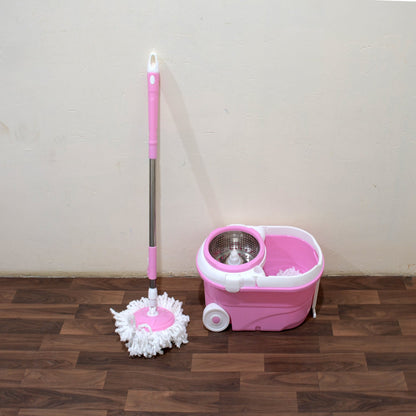 Spin Mop with Bucket for Floor Cleaning - Magic Mop Set with Steel Spin, Mop Stick, and Bucket for Home & Office - infinityexculsivestore.com